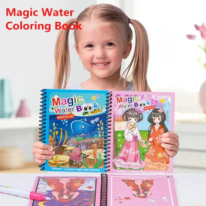 Magic Water Book | Painting Drawing Coloring | Board Book Doodle & Magic Water Pen