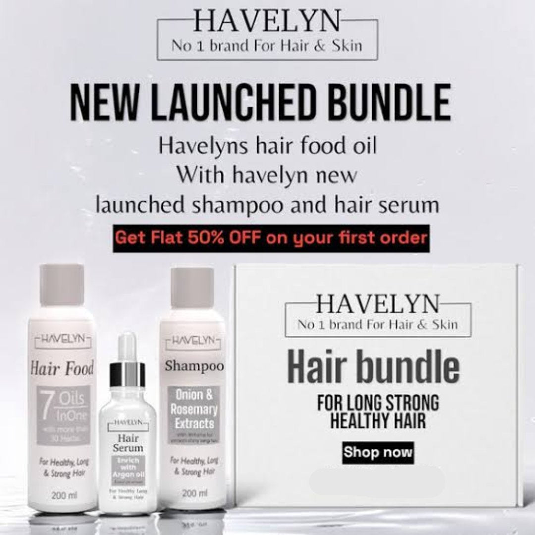 4 in 1 Havelyn deal - Includes Hair Food Oil, Onion & Rosemary Extracts Hair Shampoo, Hair Serum and Hair Mask.