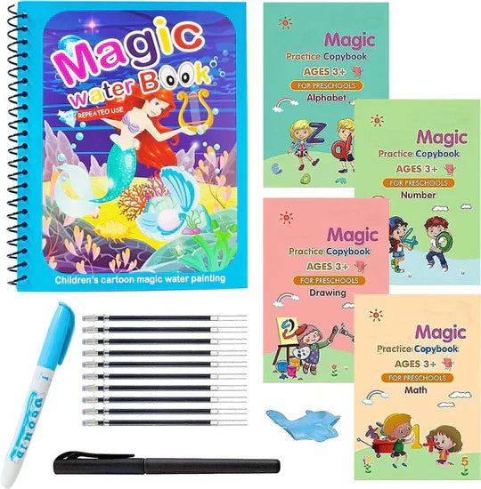 3 in 1 | LCD WRITING TABLET + WATER PAINTING BOOK + SANK 4-PIECE MAGIC BOOK SET